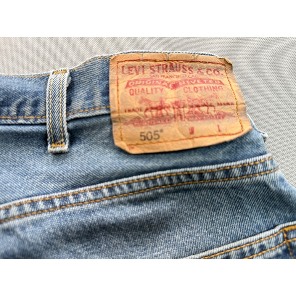 Levis 505 Regular Fit Jeans Light Wash Straight Leg Denim Big & Tall Men's 42x38 - Picture 15 of 15